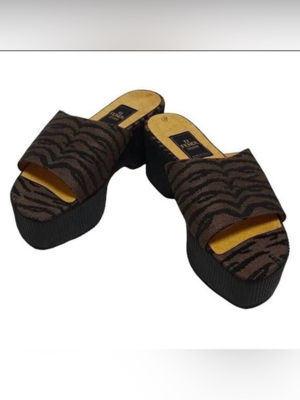 Fendi vintage tiger chunky mules size 7 ( 37 )